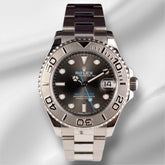 Rolex 37mm Yacht-master Midsize Steel Platinum Bezel Men's Watch 268622